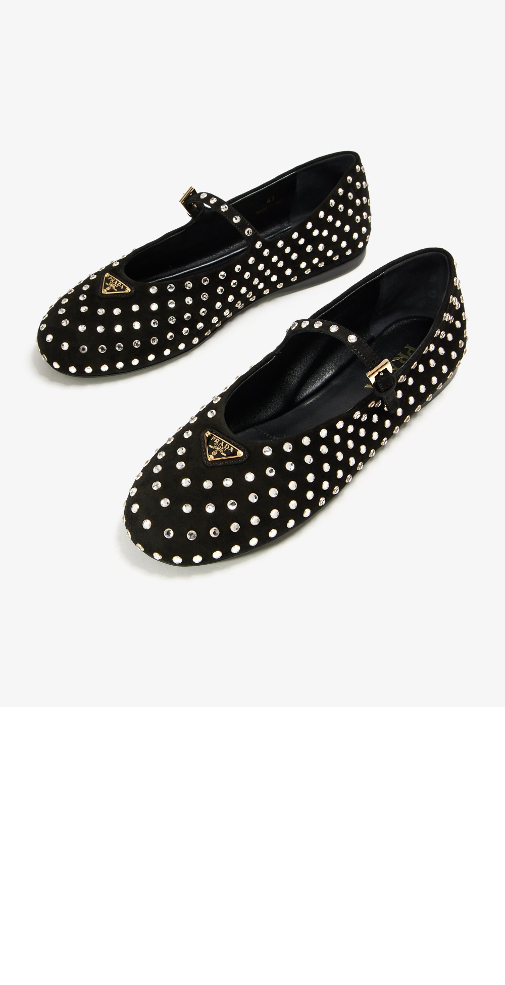 미러급레플리카사이트 | 명품레플리카 전문 쇼핑몰  | 하이퀄 - 크리스털 장식 스웨이드 발레리나 1F796N &gt; 프라다