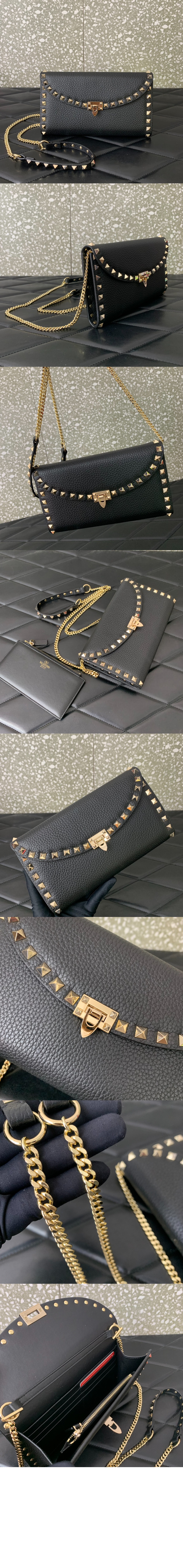 미러급레플리카사이트 | 명품레플리카 전문 쇼핑몰  | 하이퀄 - 락스터드 그레인 송아지 가죽 체인 지갑 &gt; 발렌티노