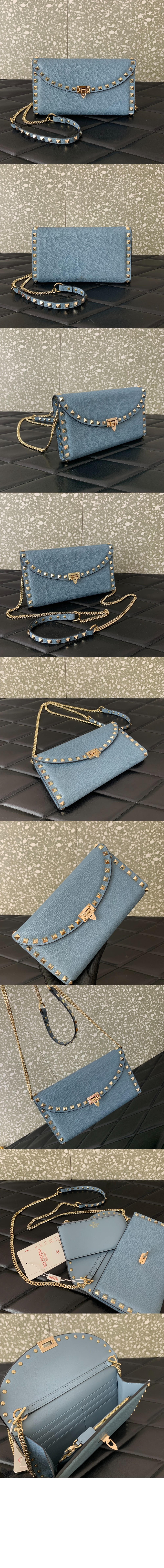 미러급레플리카사이트 | 명품레플리카 전문 쇼핑몰  | 하이퀄 - 락스터드 그레인 송아지 가죽 체인 지갑 &gt; 발렌티노