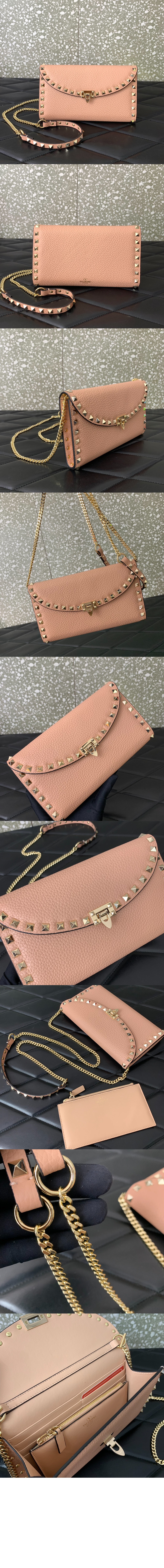 미러급레플리카사이트 | 명품레플리카 전문 쇼핑몰  | 하이퀄 - 락스터드 그레인 송아지 가죽 체인 지갑 &gt; 발렌티노