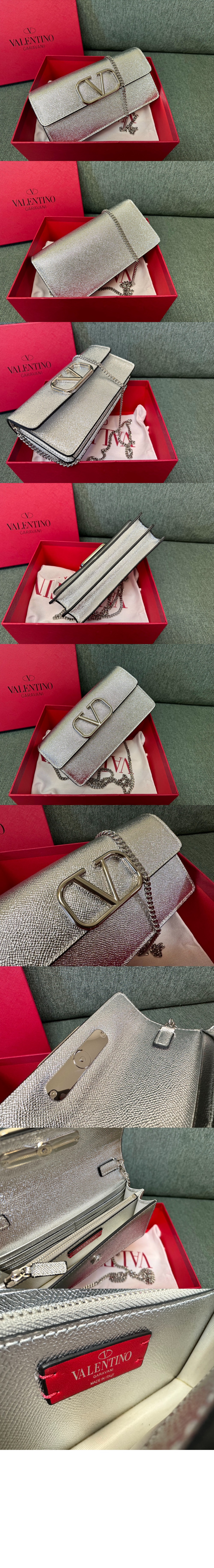 미러급레플리카사이트 | 명품레플리카 전문 쇼핑몰  | 하이퀄 - VLogo 시그니처 메탈릭 그레인 카프스킨 체인 지갑 &gt; 발렌티노