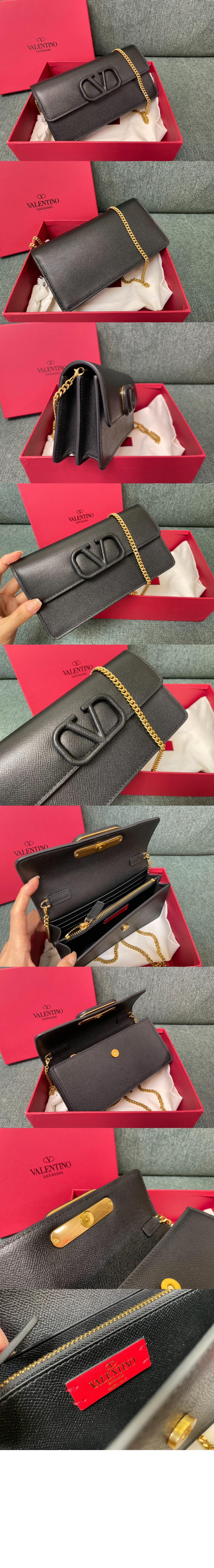 미러급레플리카사이트 | 명품레플리카 전문 쇼핑몰  | 하이퀄 - VLogo 시그니처 메탈릭 그레인 카프스킨 체인 지갑 &gt; 발렌티노