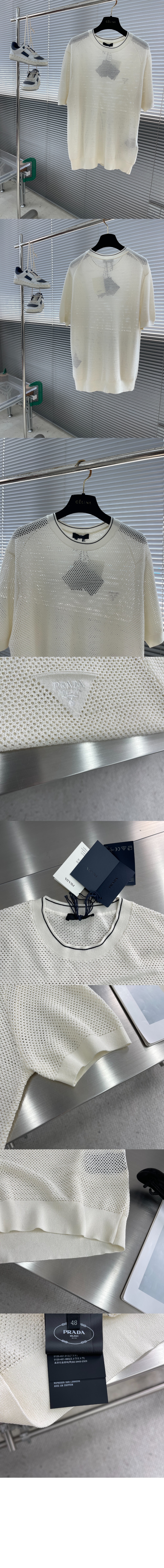 미러급레플리카사이트 | 명품레플리카 전문 쇼핑몰  | 하이퀄 - 쇼트 슬리브 실크 및 코튼 스웨터 &gt; 프라다
