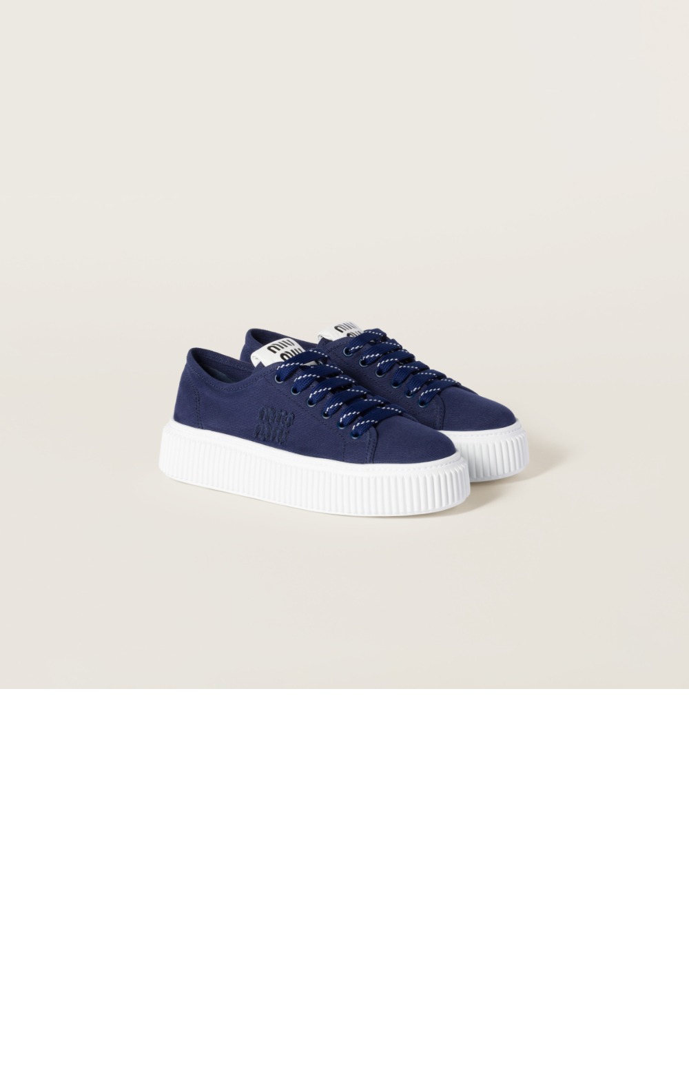 미러급레플리카사이트 | 명품레플리카 전문 쇼핑몰  | 하이퀄 - 로고 장식 데님 스니커즈 5E389E &gt; 미우미우