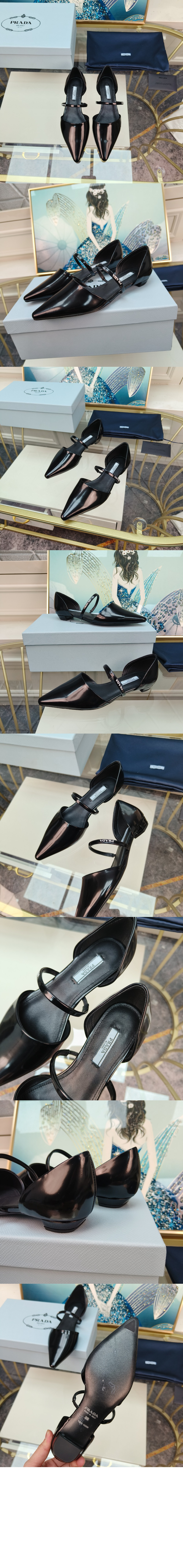 미러급레플리카사이트 | 명품레플리카 전문 쇼핑몰  | 하이퀄 - 로고 스트랩 레더 플랫 슈즈 1F519M > 프라다