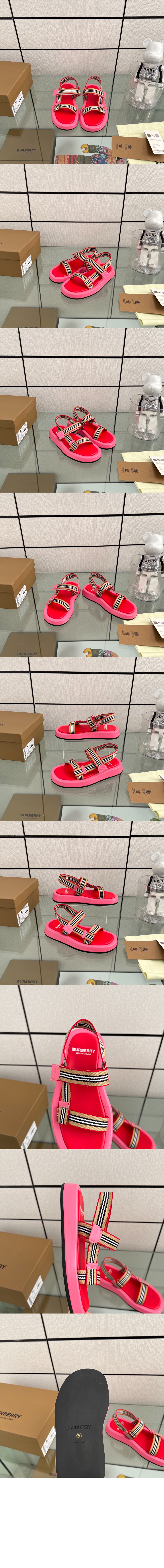미러급레플리카사이트 | 명품레플리카 전문 쇼핑몰  | 하이퀄 - 핑크 아이콘 스트라이프 샌들 8042675 > 버버리