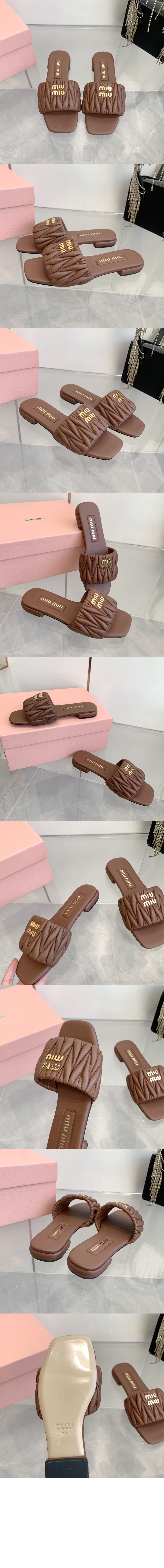 미러급레플리카사이트 | 명품레플리카 전문 쇼핑몰  | 하이퀄 - 마테라쎄 나파 가죽 슬라이드 5XX605 > 미우미우