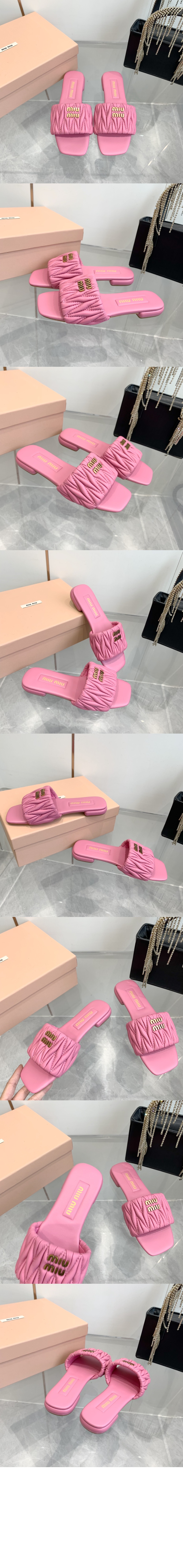 미러급레플리카사이트 | 명품레플리카 전문 쇼핑몰  | 하이퀄 - 마테라쎄 나파 가죽 슬라이드 5XX605 > 미우미우