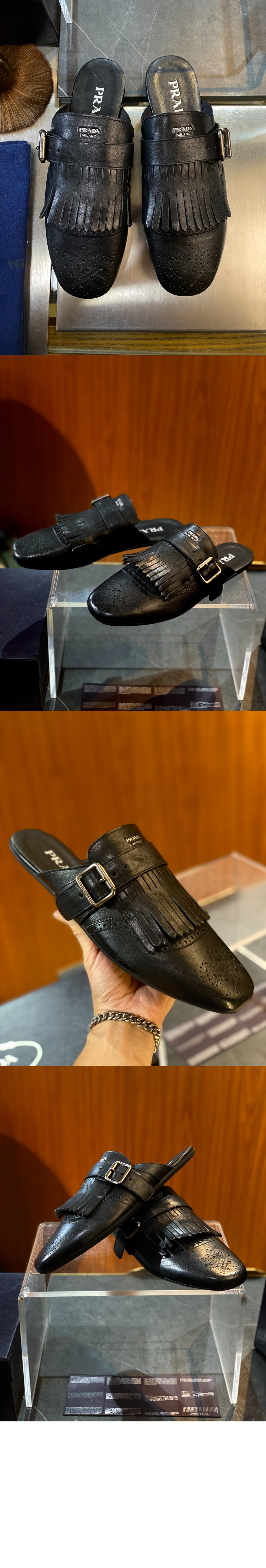 미러급레플리카사이트 | 명품레플리카 전문 쇼핑몰  | 하이퀄 - 버클 스트랩과 프린지가 있는 앤티크 가죽 뮬 2S2993 &gt; 프라다