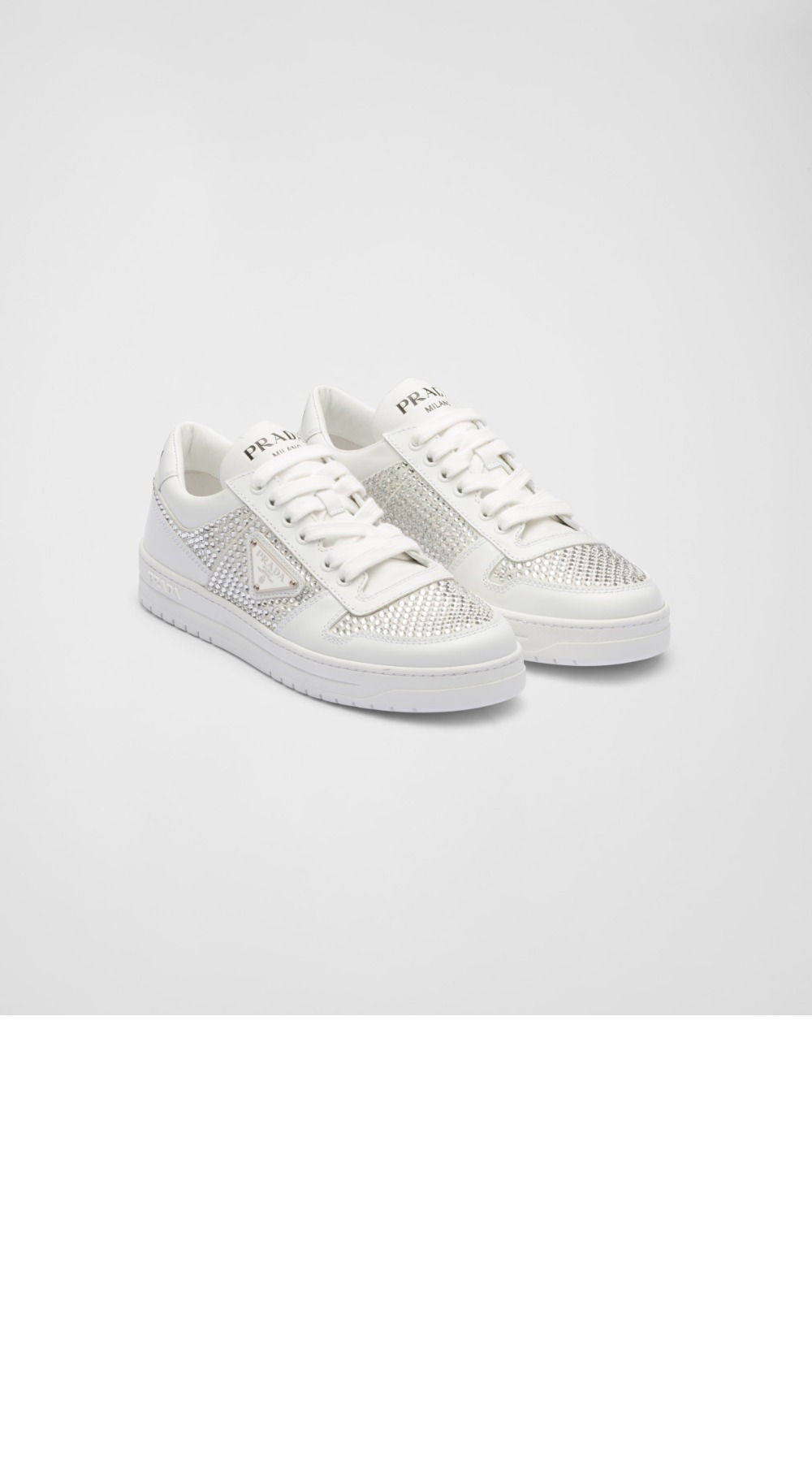 미러급레플리카사이트 | 명품레플리카 전문 쇼핑몰  | 하이퀄 - 크리스털 장식이 있는 가죽 스니커즈 1E348N &gt; 프라다