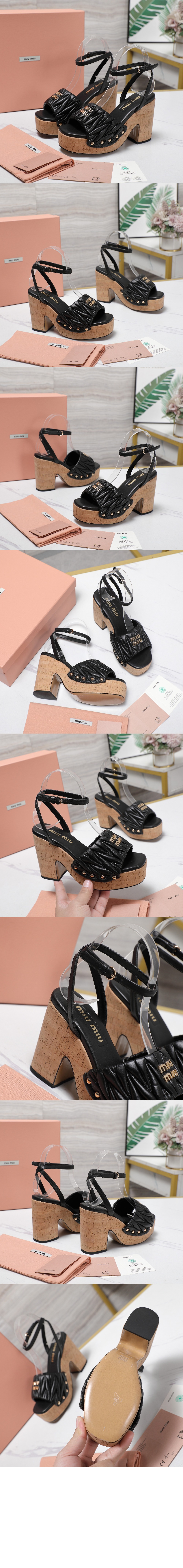 미러급레플리카사이트 | 명품레플리카 전문 쇼핑몰  | 하이퀄 - 코르크 굽 퀼팅 나파 가죽 샌들 5XZ482 &gt; 미우미우