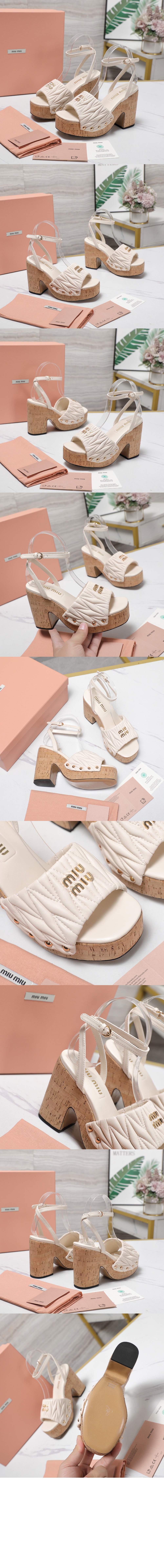 미러급레플리카사이트 | 명품레플리카 전문 쇼핑몰  | 하이퀄 - 코르크 굽 퀼팅 나파 가죽 샌들 5XZ482 &gt; 미우미우