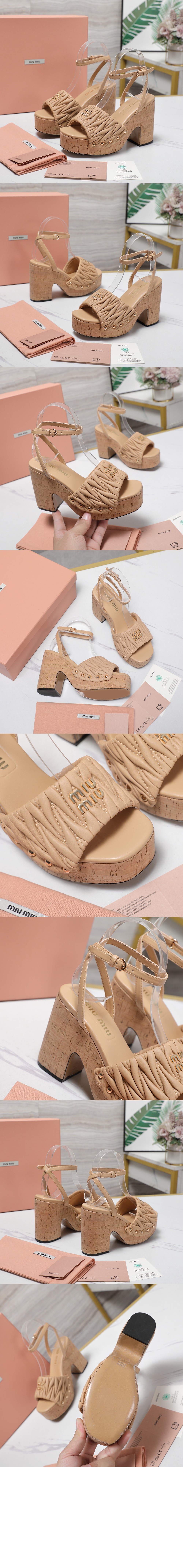 미러급레플리카사이트 | 명품레플리카 전문 쇼핑몰  | 하이퀄 - 코르크 굽 퀼팅 나파 가죽 샌들 5XZ482 &gt; 미우미우
