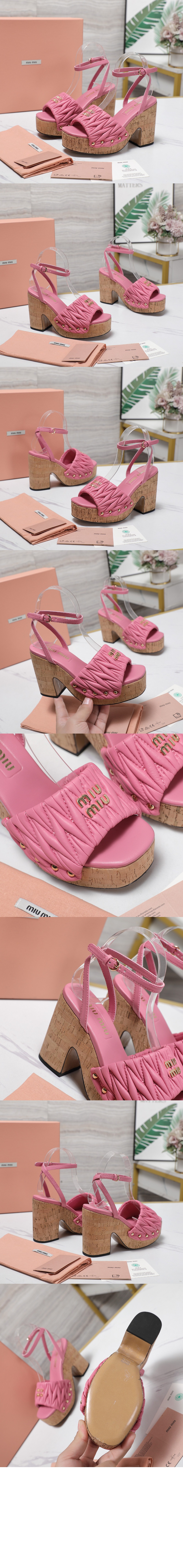 미러급레플리카사이트 | 명품레플리카 전문 쇼핑몰  | 하이퀄 - 코르크 굽 퀼팅 나파 가죽 샌들 5XZ482 &gt; 미우미우