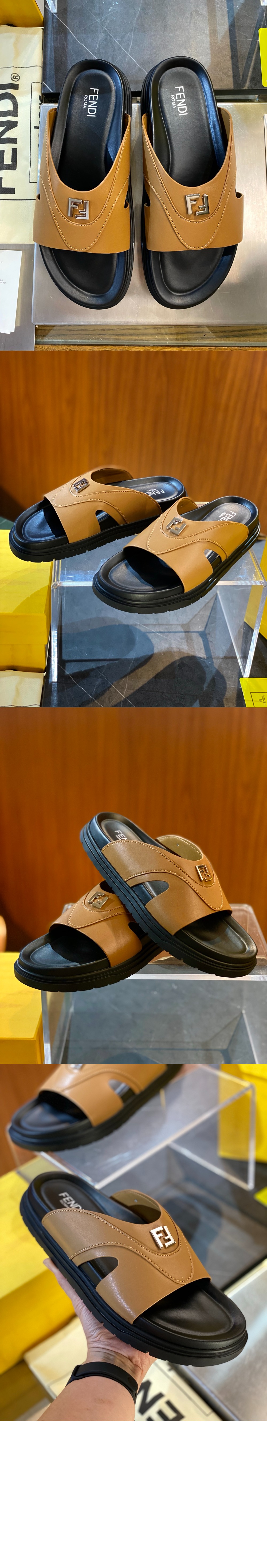 미러급레플리카사이트 | 명품레플리카 전문 쇼핑몰  | 하이퀄 - 스퀘어드 FF 레더 슬리퍼 7X1673 &gt; 펜디