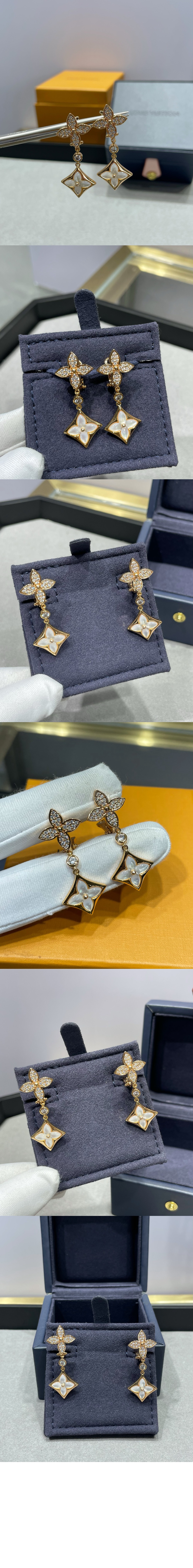 미러급레플리카사이트 | 명품레플리카 전문 쇼핑몰  | 하이퀄 - 컬러 블라썸 더블 스타 롱 귀걸이 Q06489 &gt; 루이비통