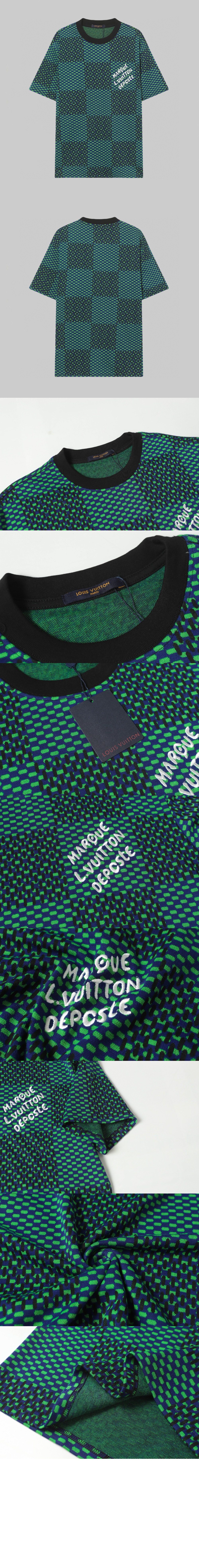 미러급레플리카사이트 | 명품레플리카 전문 쇼핑몰  | 하이퀄 - 자카드 다미에 쇼트 슬리브드 코튼 크루넥 &gt; 루이비통