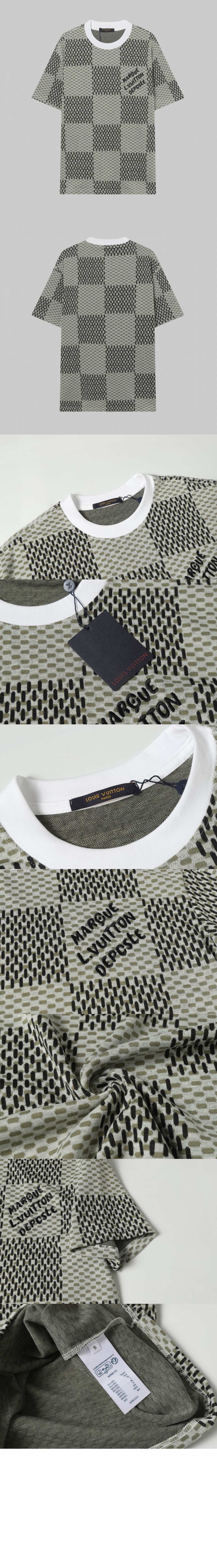 미러급레플리카사이트 | 명품레플리카 전문 쇼핑몰  | 하이퀄 - 자카드 다미에 쇼트 슬리브드 코튼 크루넥 &gt; 루이비통