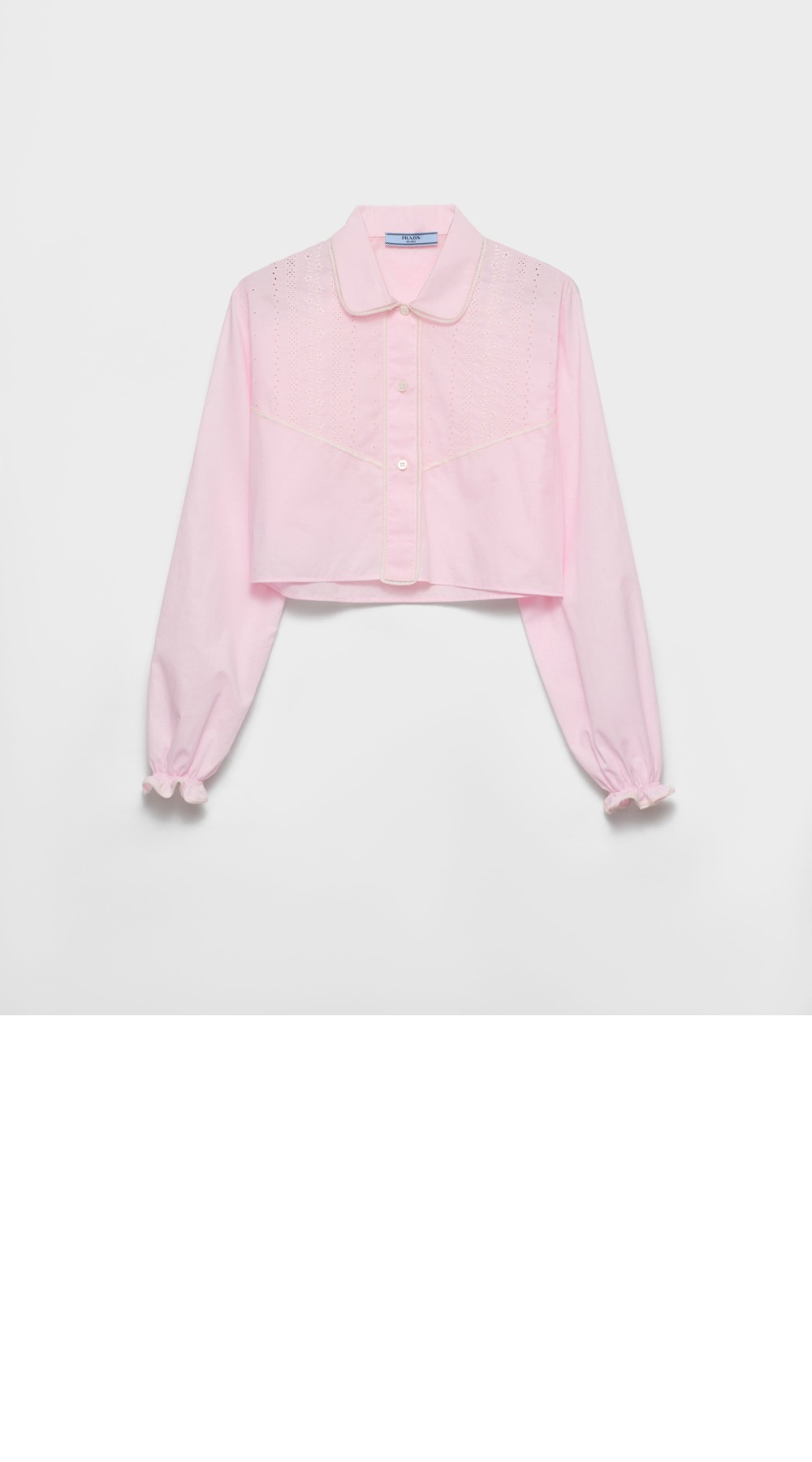 미러급레플리카사이트 | 명품레플리카 전문 쇼핑몰  | 하이퀄 - 자수 크롭 바티스트 셔츠 > 프라다