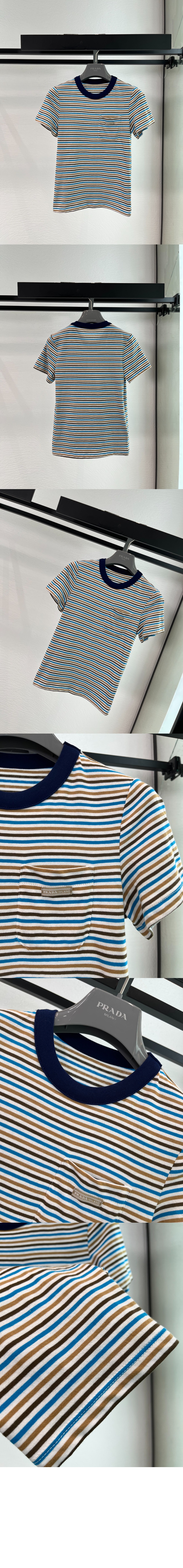 미러급레플리카사이트 | 명품레플리카 전문 쇼핑몰  | 하이퀄 - 스트라이프 라일 코튼 티셔츠 &gt; 프라다