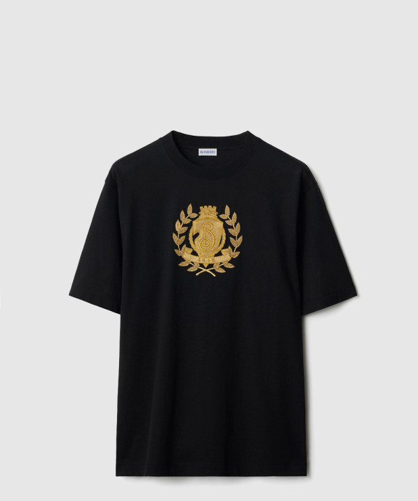 레터 B 배지 코튼 티셔츠