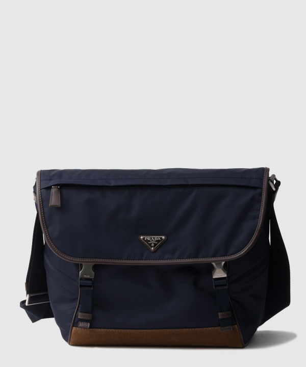 라지 리나일론 및 가죽 숄더백 2VD052