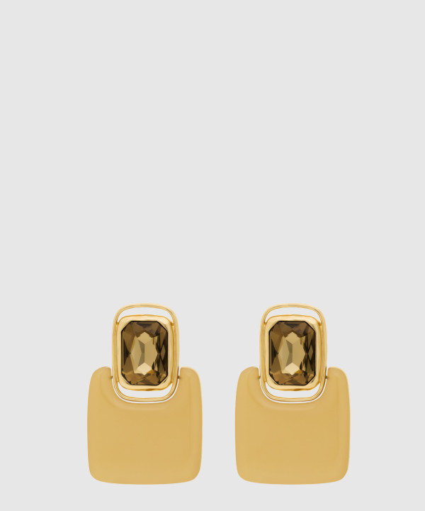 레진과 메탈 소재의 카보숑 스퀘어 이어링  800770