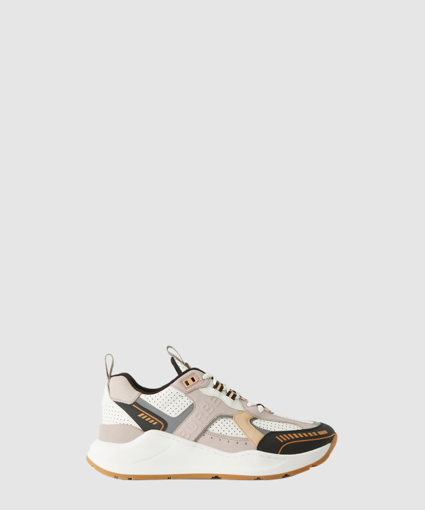 로고 엠보싱 레더 나일론 스니커즈 80657371