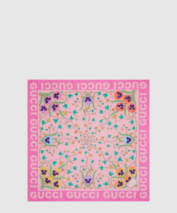 플로럴 프린트 실크 스카프 743876