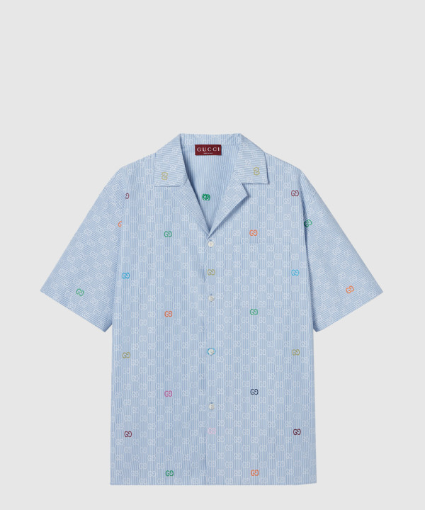 스트라이프 코튼 볼링 셔츠