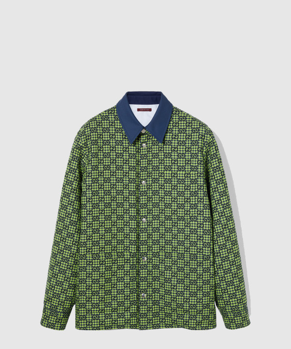 GG 체크 코튼 울 블렌드 재킷