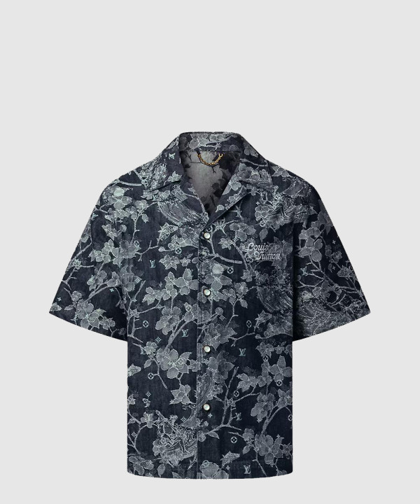 쇼트 슬리브드 데님 셔츠