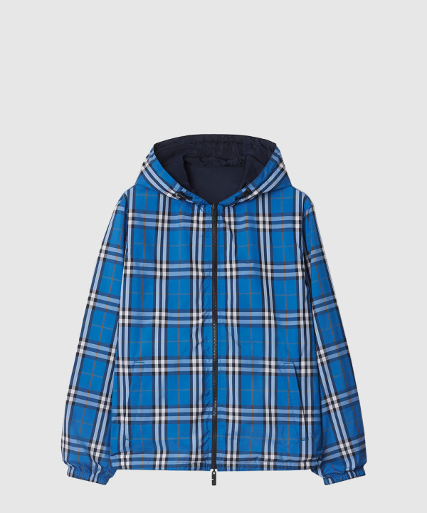 리버시블 체크 후드 재킷