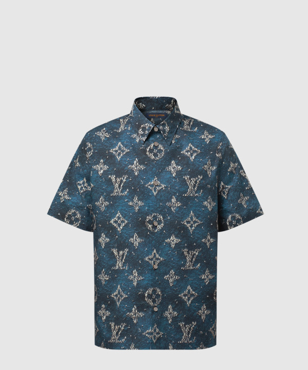 프린티드 모노그램 쇼트 슬리브드