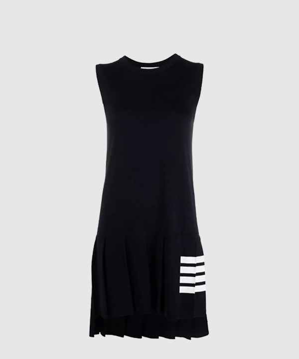 사선바 슬리브리스 플리츠 원피스