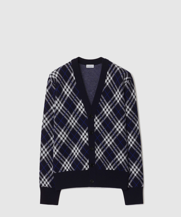 체크 울 블렌드 카디건