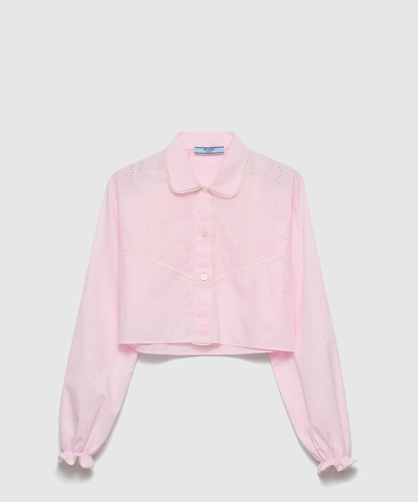 자수 크롭 바티스트 셔츠