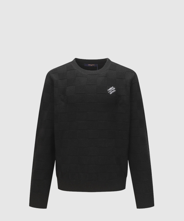 프린트 크루넥 니트 긴팔 스웨터