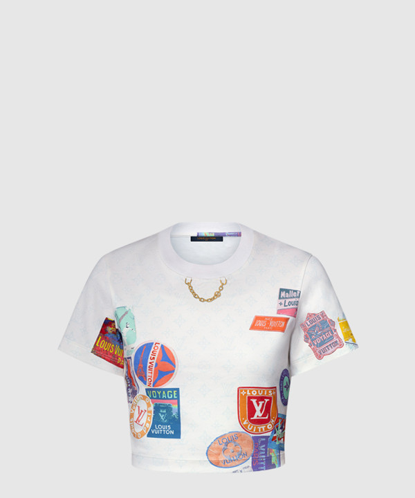 마히나 패치 프린트 크롭 톱