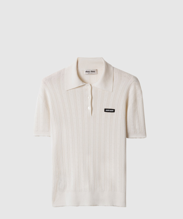 캐시미어 및 실크 폴로 스웨터