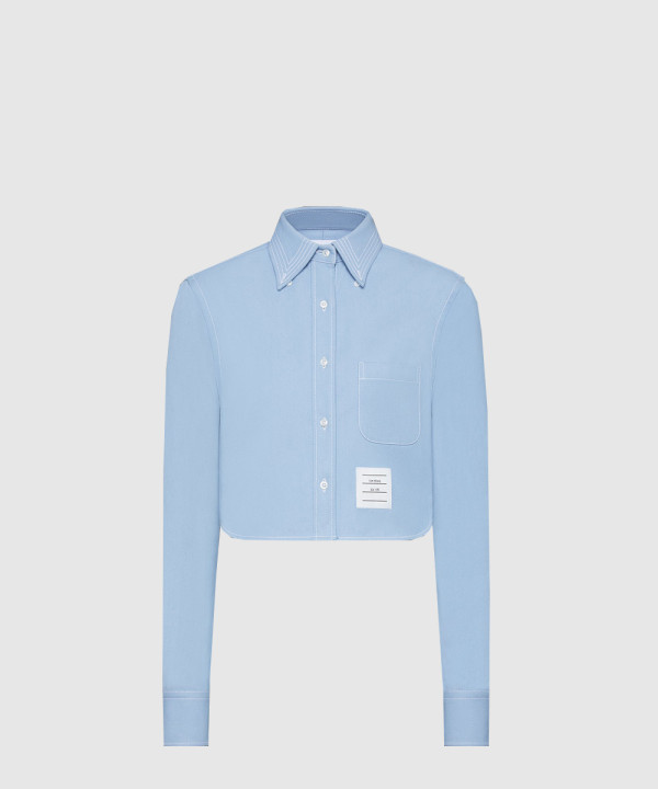 데님 클래식 크롭 롱 슬리브 셔츠