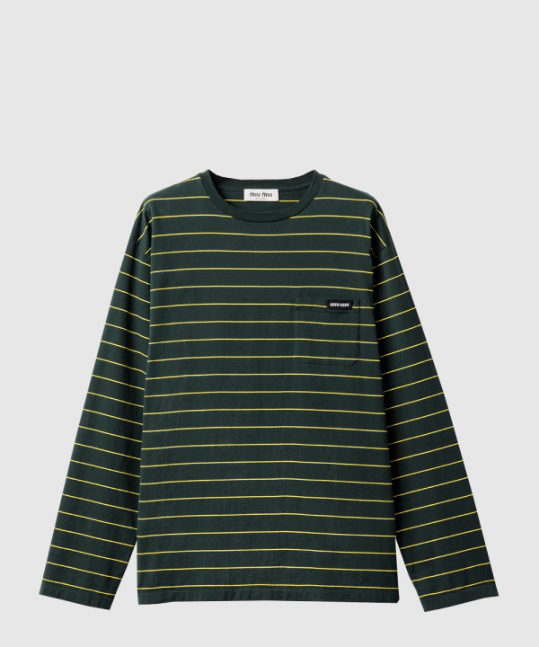 롱 슬리브 코튼 저지 티셔츠