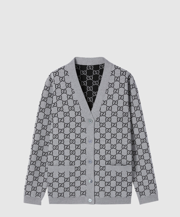리버서블 GG 울 자카드 가디건