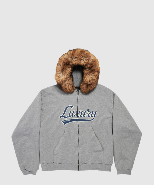 럭셔리 스크립트 오버사이즈 집업 후디