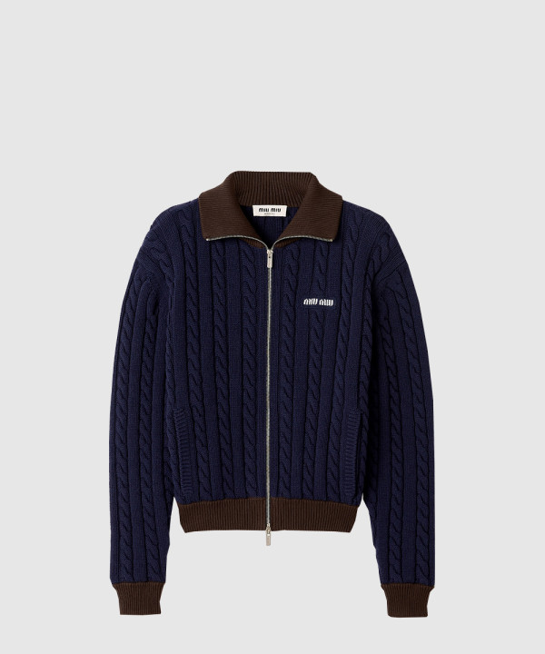 울 및 코튼 지퍼 가디건